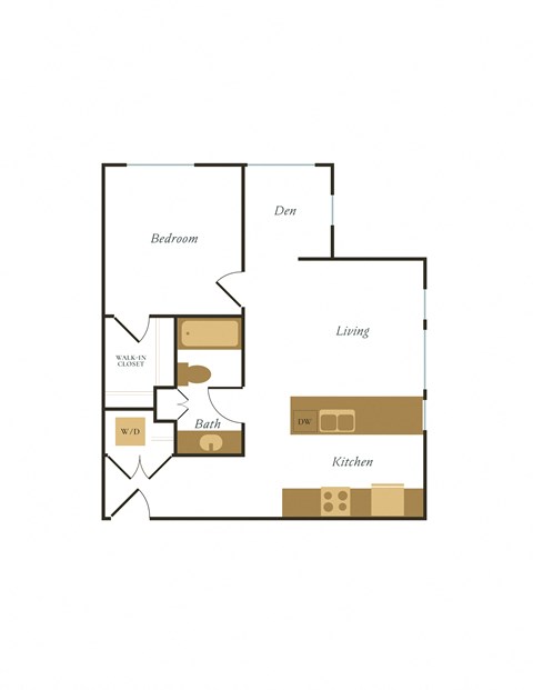 Floor plan for 1 bed, 1 bath, 675 sqft